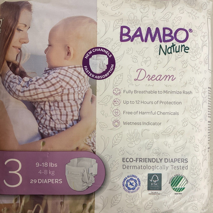 Bambo Nature Baby Baby Diaper Size 3 9 to 18 lbs. 1000016925 29 Ct