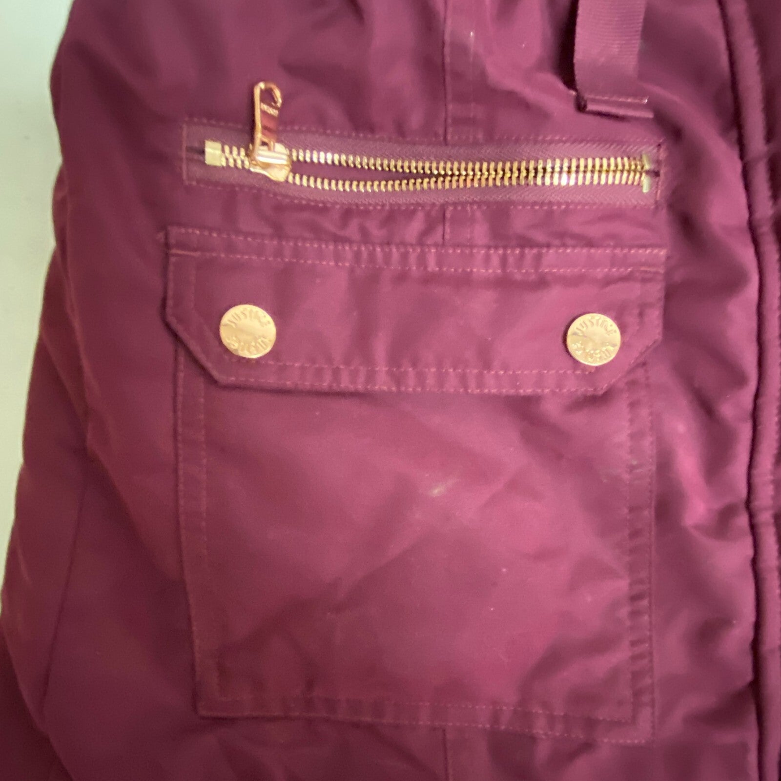 EUC Live Justice Winter Coat Maroon Fur Lined Hooded Girls Jacket Size 12