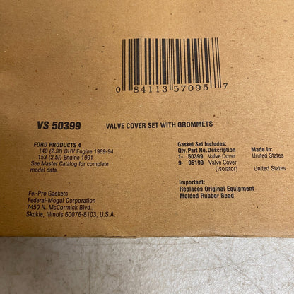 FEL-PRO VS50399 Valve Cover Gasket Set Fits 1993-1997 Ford Mazda 2.5L V6