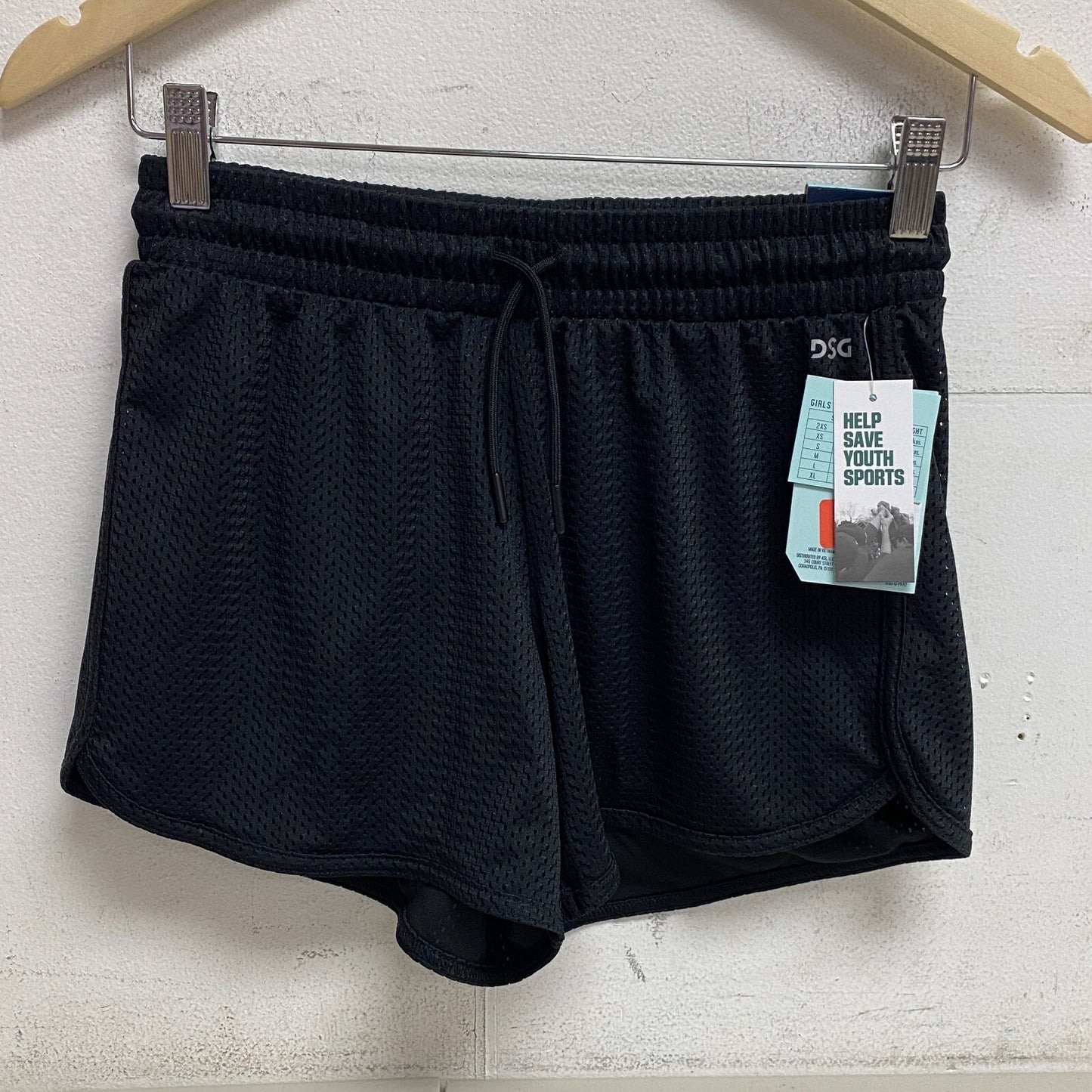 DSG Girls' Performance Mid Rise Stride Run Mesh Shorts Pure Black DAG12132