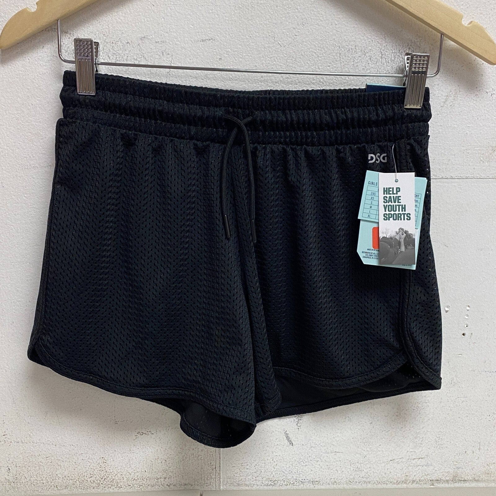 DSG Girls' Performance Mid Rise Stride Run Mesh Shorts Pure Black DAG12132