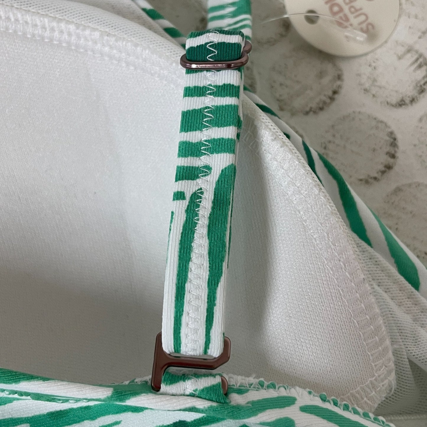 Calia Womenâs Tie-Front Tankini Palm Green Medium Support Swim Top WSA22302PRT