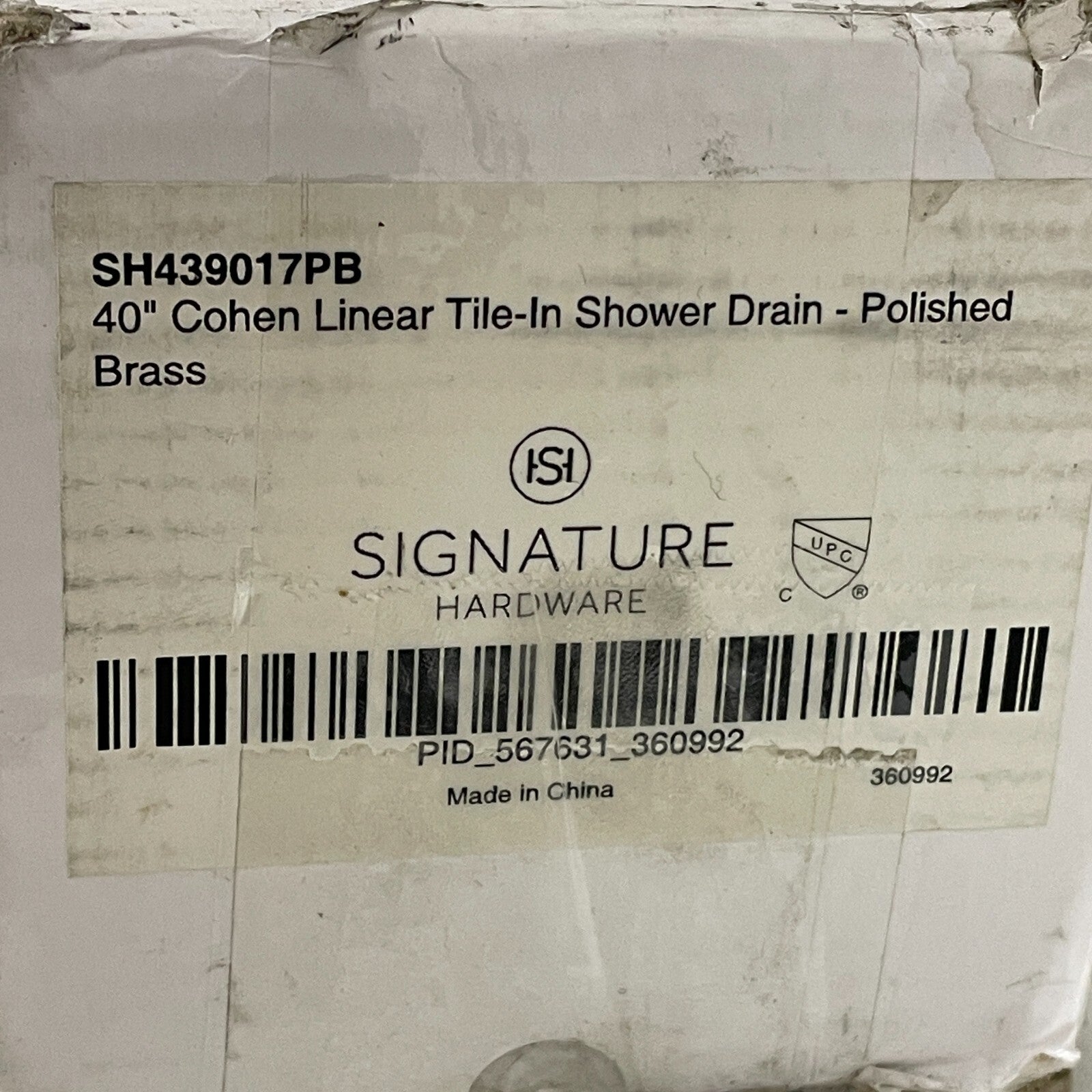 Signature Hardware 40" Cohen Linear Tile-In Shower Drain - Polished Brass