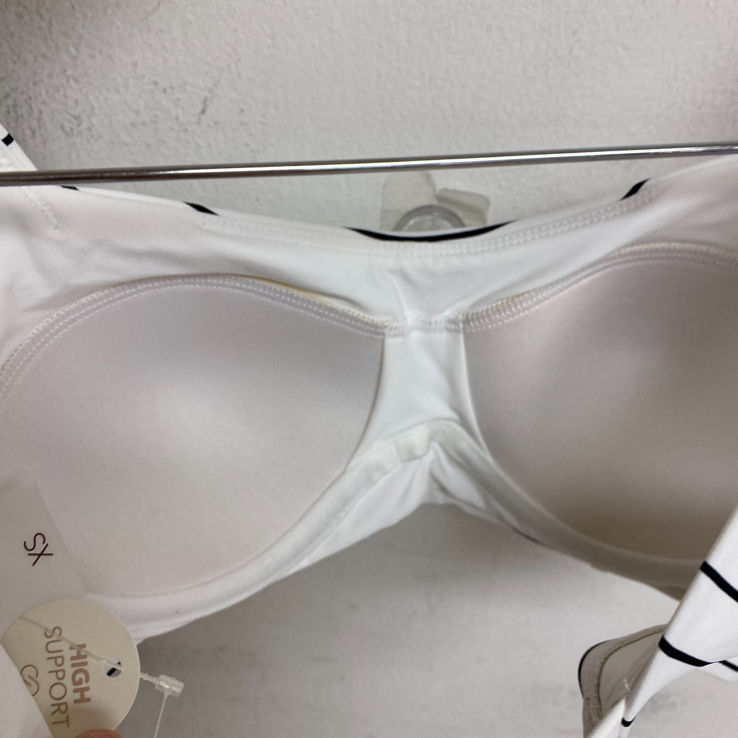 Calia Women's Power sculpt Swim Bikini Top Stripe White WSA22208PRT New!