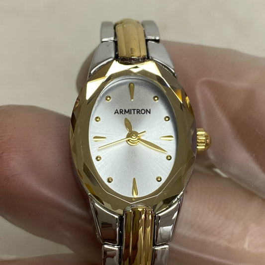 Armitron Women's Bracelet Watch Gold/Silver Band Crystals Bezel 75/3313TTG.