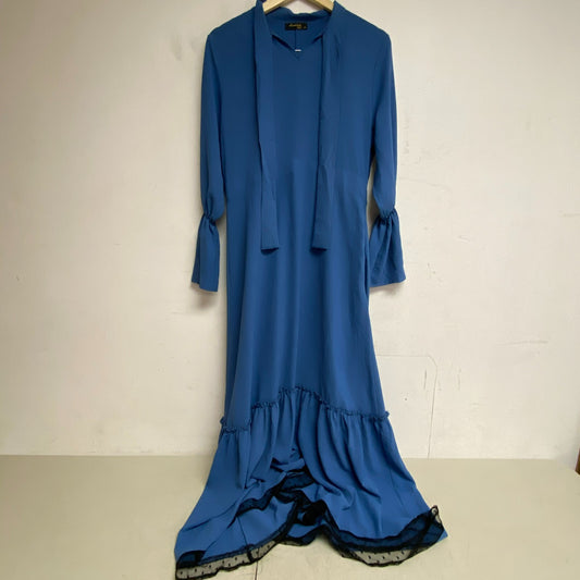 Destina Life Boho Maxi Dress Blue Black bottom accent and neck hanging Size US16