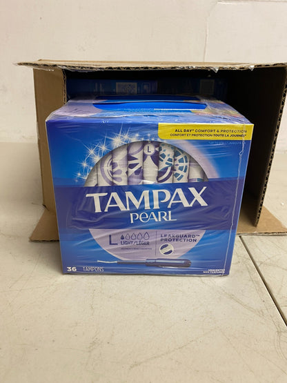Tampax Pearl Lite's Light Flow Unscented Tampons 12 Packs of 36 (432 Count)