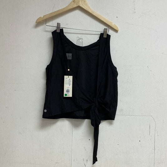 Calia Women Crop Wrap & Tie Tank Pure Black Sleeveless Solid Stylish WAX11234