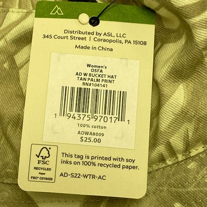 Alpine Design Womens AD W  Bucket Hat  Mint Tan Palm Print  NWT Floral ADWA8009