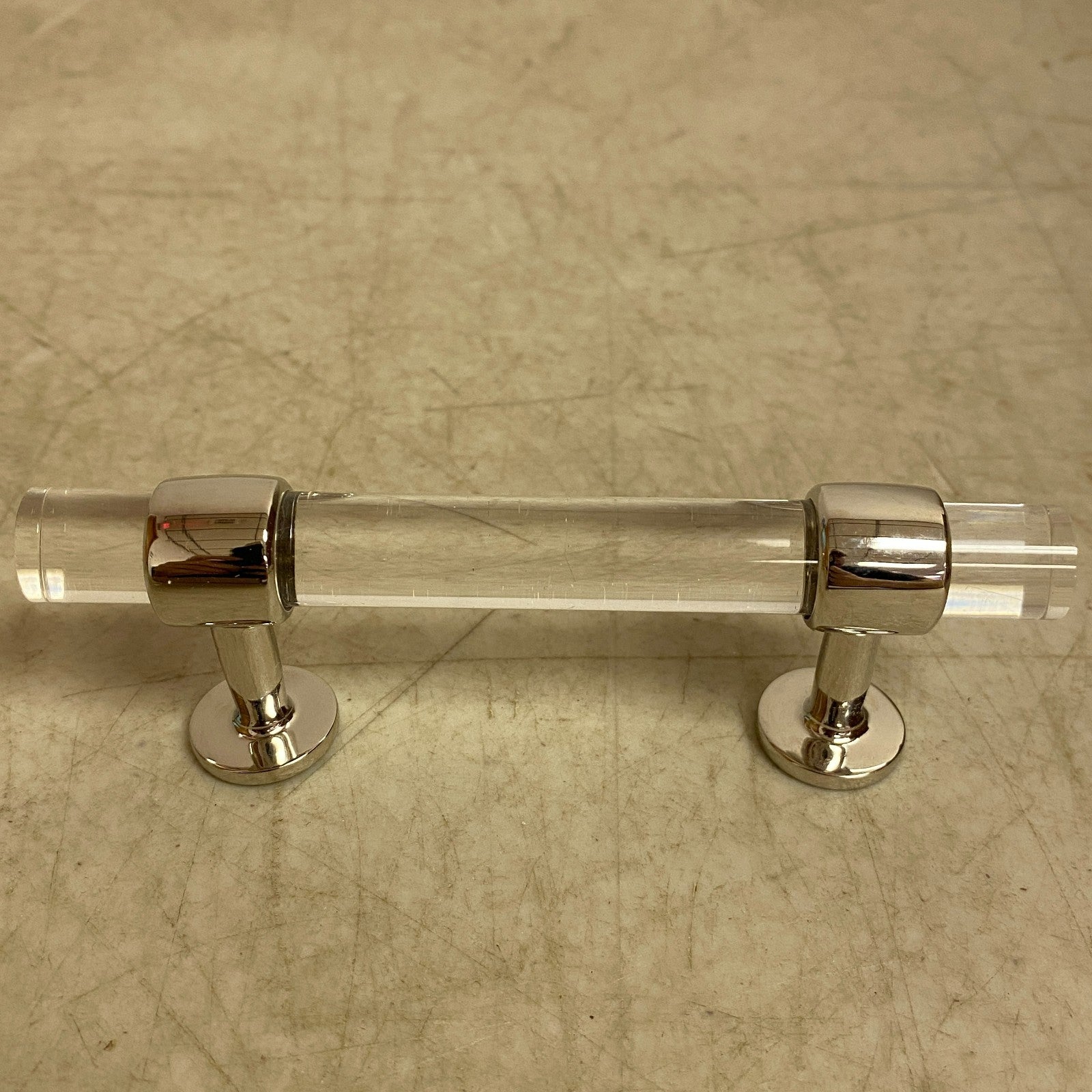Signature Hardware 3'' Beryn Acrylic Cabinet Pull Polished Nickel