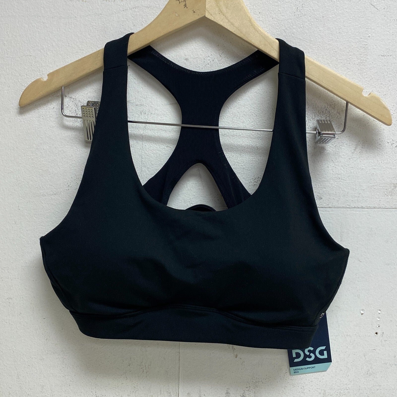 DSG Women's Medium Support Aspire Bra Halter Straps Pure Black DAW12702C New