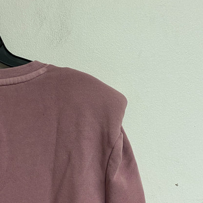 Ana Women's Padded Shoulders Long Sleeve Sweatshirt Size PXL Color: Western Rose