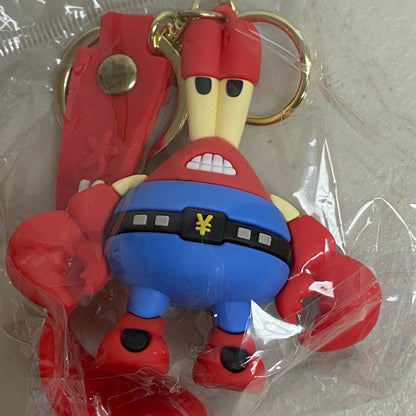 Assorted Silicone SpongeBob SquarePants Keychain With Mr. Krabs Accessory New!