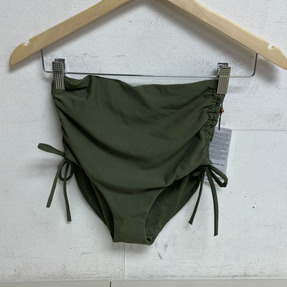 CALIA Women's High Waisted Ruched Side Tie Swim Bottoms Dark Olive WSA23410