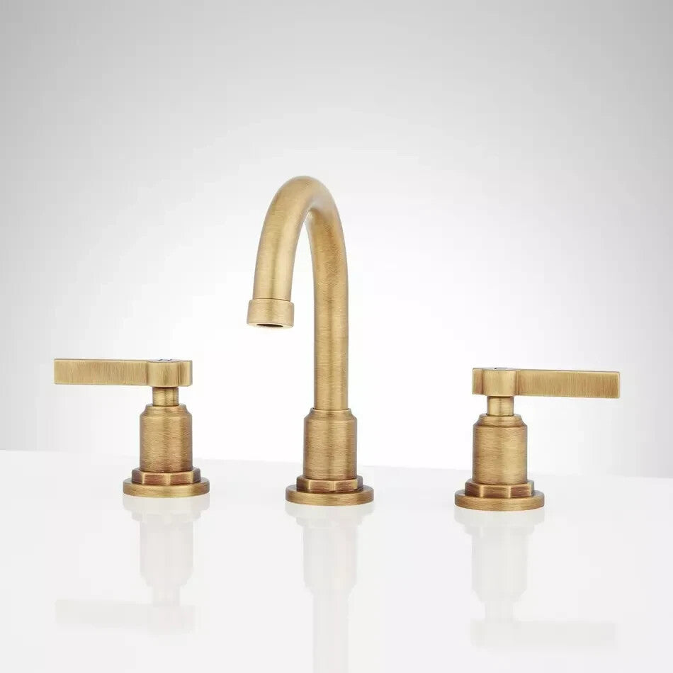 Signature Hardware Greyfield Widespread Bathroom Faucet - Aged Brass
