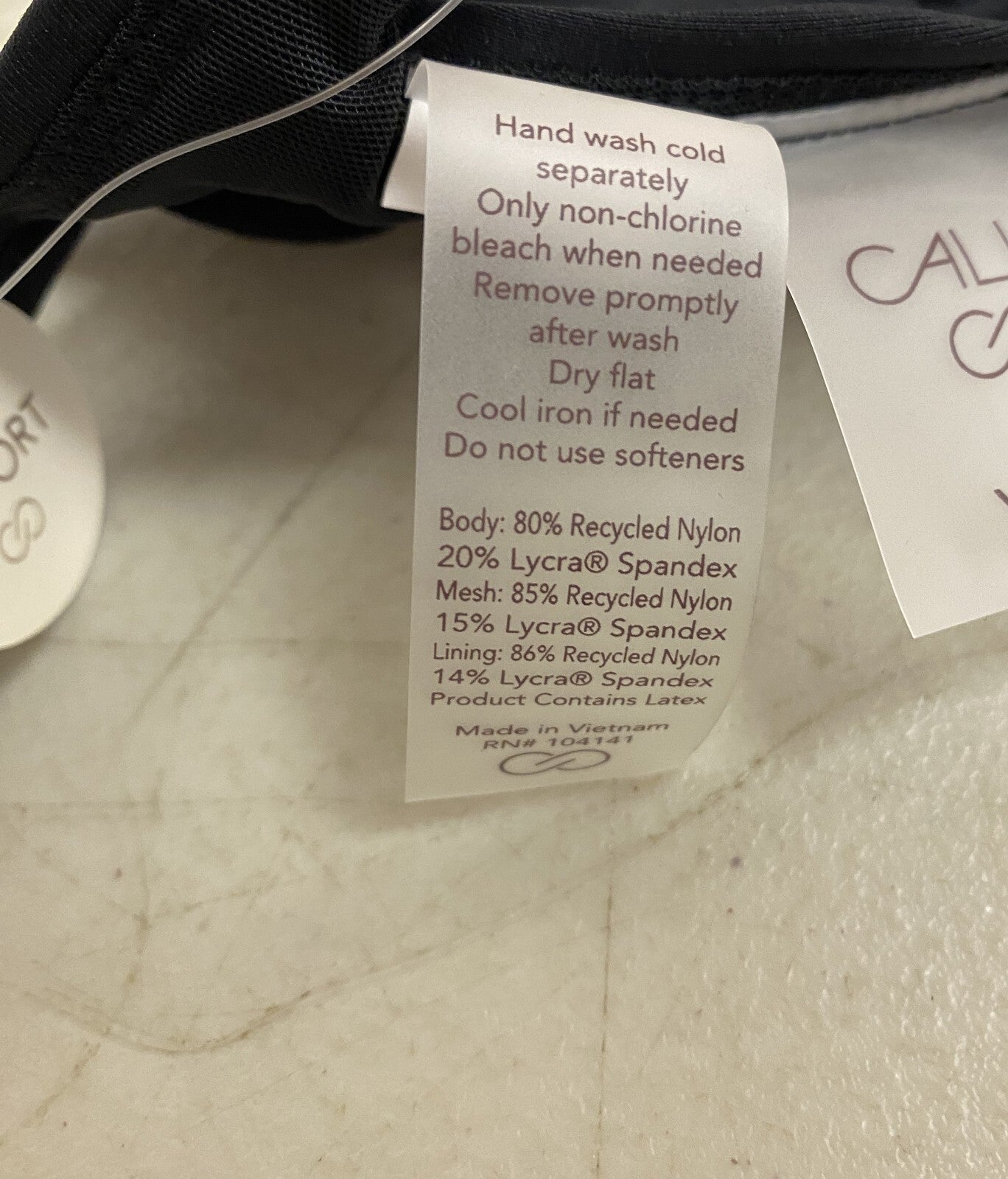 Calia Women's Swim Tie Back Racerback Low Support Bikini Top Pure Black WSA23200