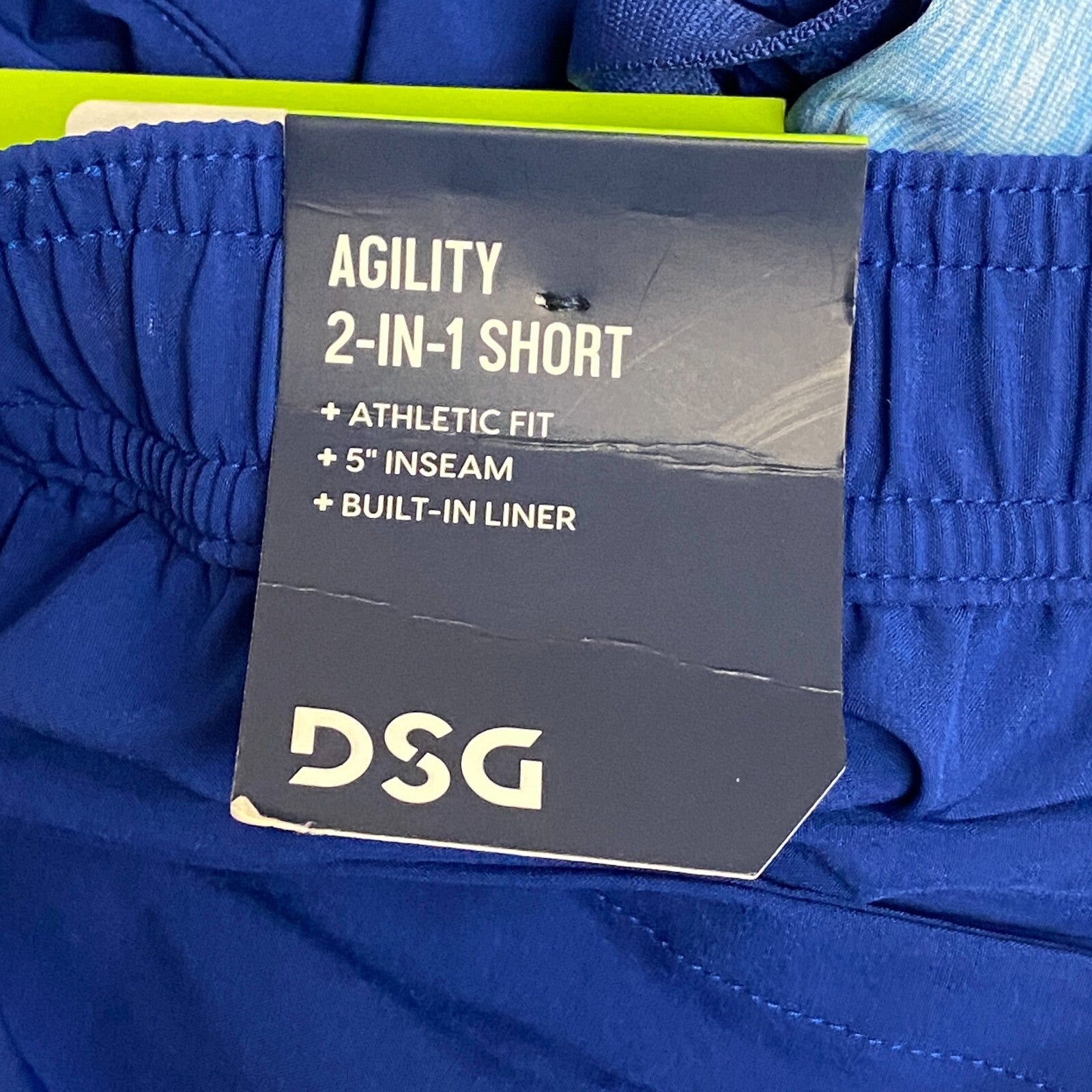 DSG Mens 2-in-1 Agility Short Electric Navy/BT Cerulean DAM13107HL BRAND NEW