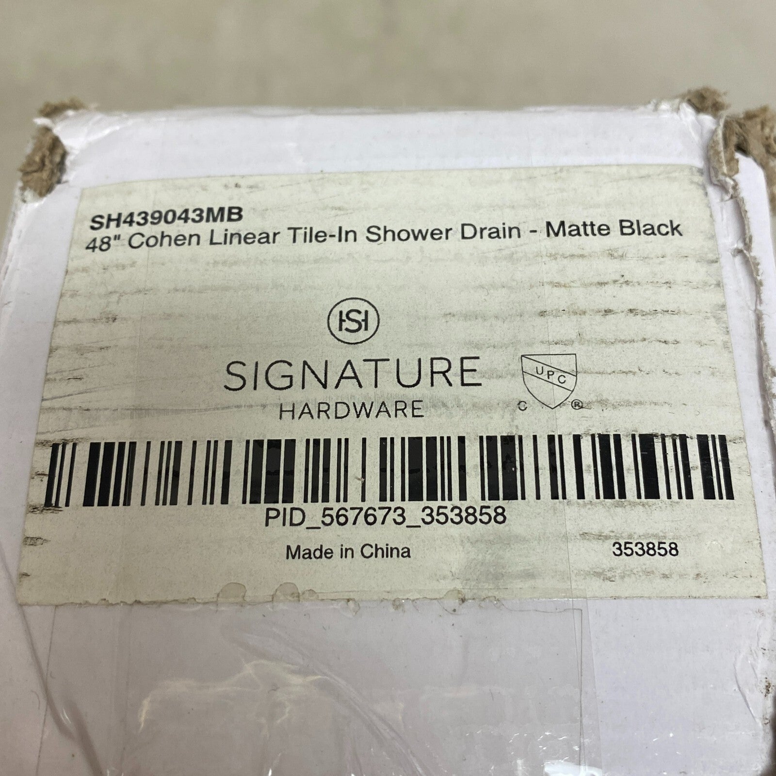 Signature Hardware 48" Cohen Linear Tile-In Shower Drain - Matte Black