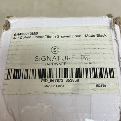 Signature Hardware 48" Cohen Linear Tile-In Shower Drain - Matte Black
