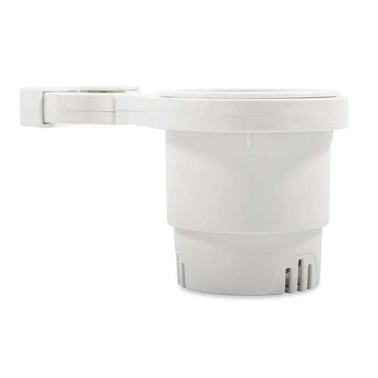 Camco 53083 Clamp-Mounted Large Cup Holder Fits 2 Inch Rails White