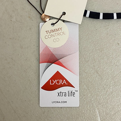 Calia Women's Shirred V Front Mid Rise Bottom Stripe Black WSA23415PRT New!