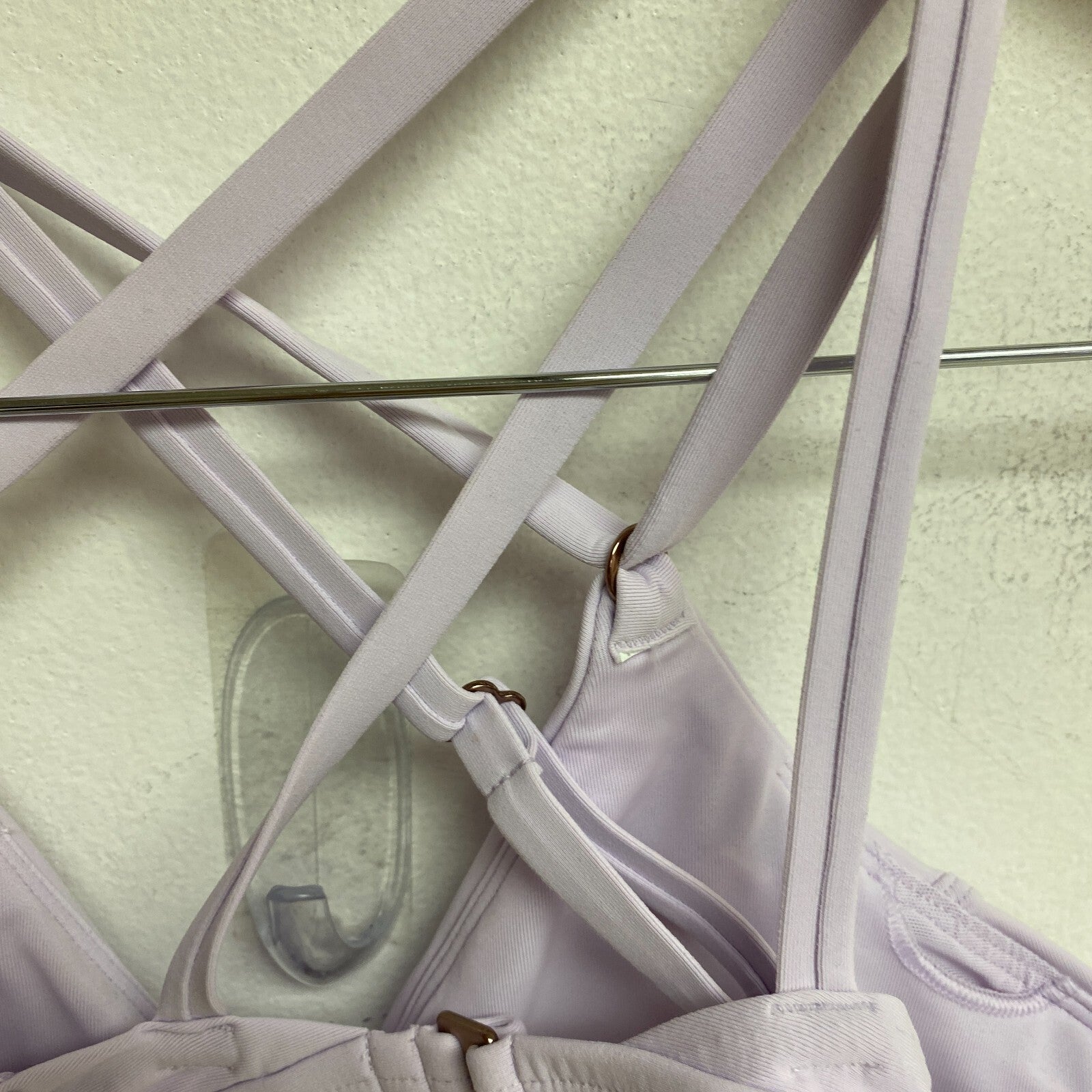 Calia Women's Swim Collection Strappy Back Racerback Bikini Top Blooming Lilac