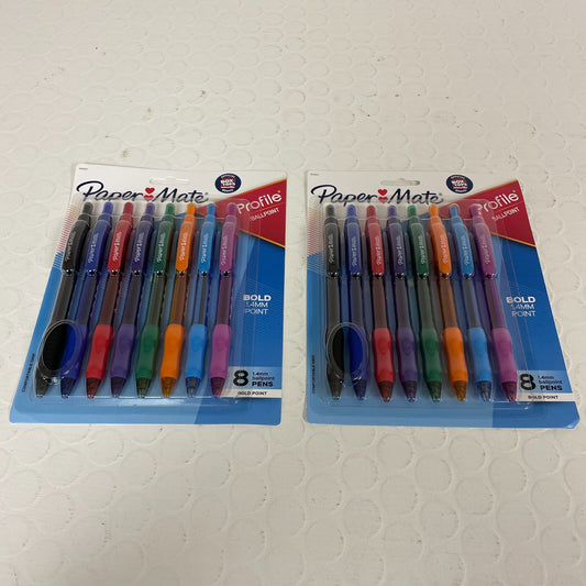 Paper Mate Profile Ballpoint Retractable Pen Assorted Ink Bold 2 Pack 16 Count
