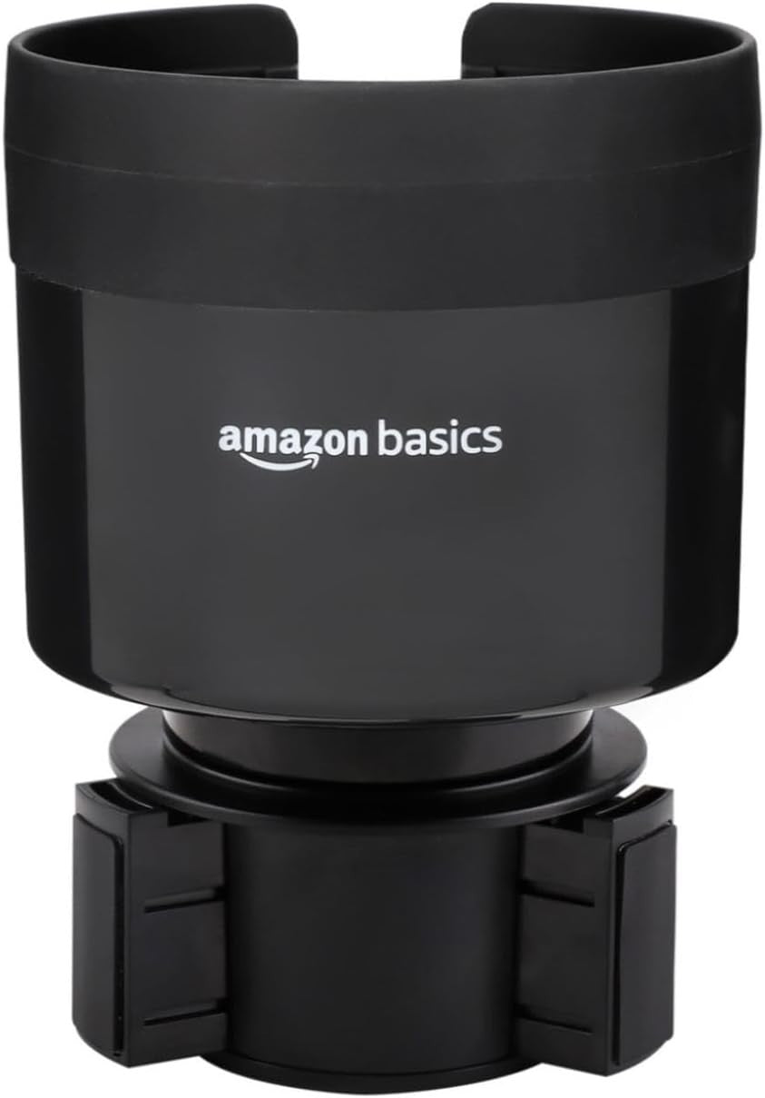 Amazon Basics Black Adjustable Car Cup Holder Expander for Large Bottles