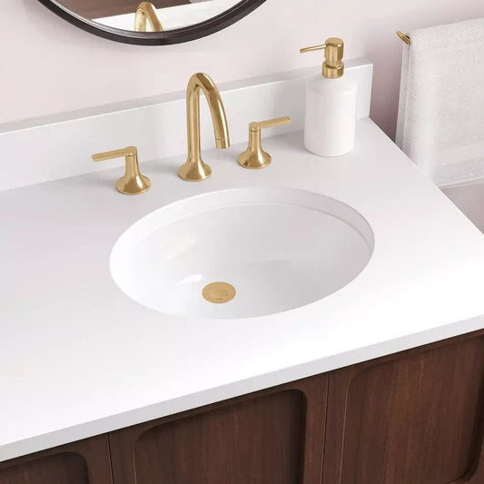 Signature Hardware 19" Mangrove White Oval Porcelain Undermount Bathroom Sink