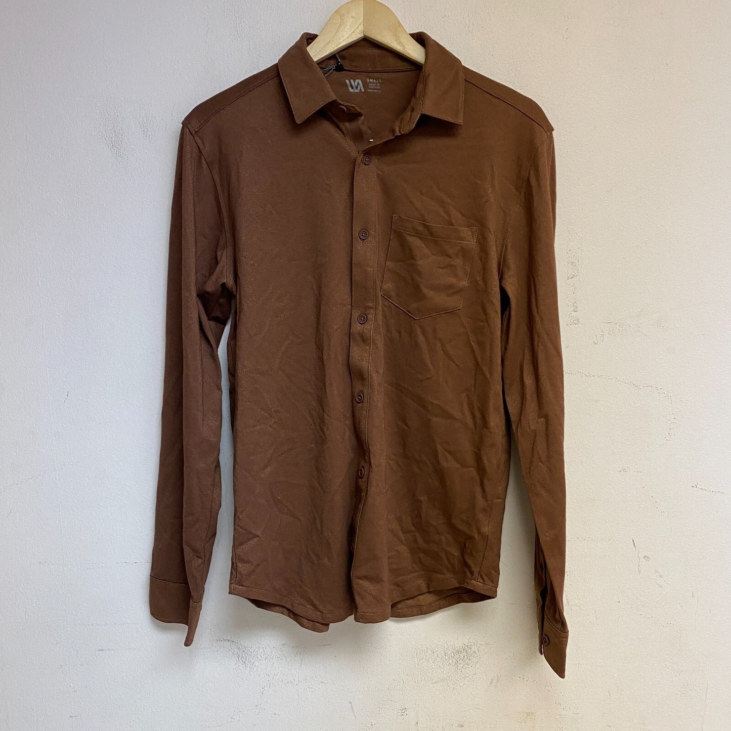 VRST Men's Long Sleeve Button Down Collared Shirt Earth Brown Heather MAX200332