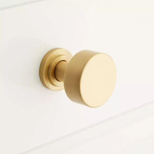 Signature Hardware Colmar 1-1/4" Brass Cabinet Knob Satin Brass Round Handle