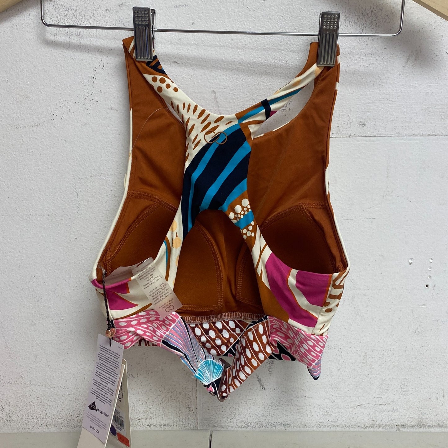 Calia Womens Racer Back HS Bikini Top Abstract Multi WSA22223PRT BRAND NEW