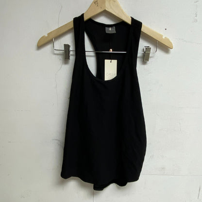 Calia Womens Scoop Neck Tank Pure Black Solid Sleeveless Racerback WAX11205S