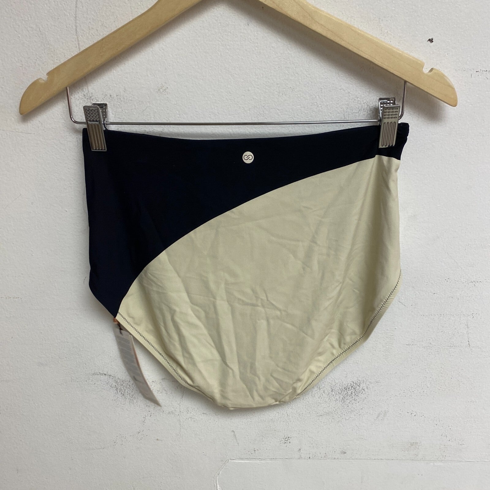 Calia Women's Swim High Rise Bikini Bottoms Black Color Block WSA23406PRT  New!