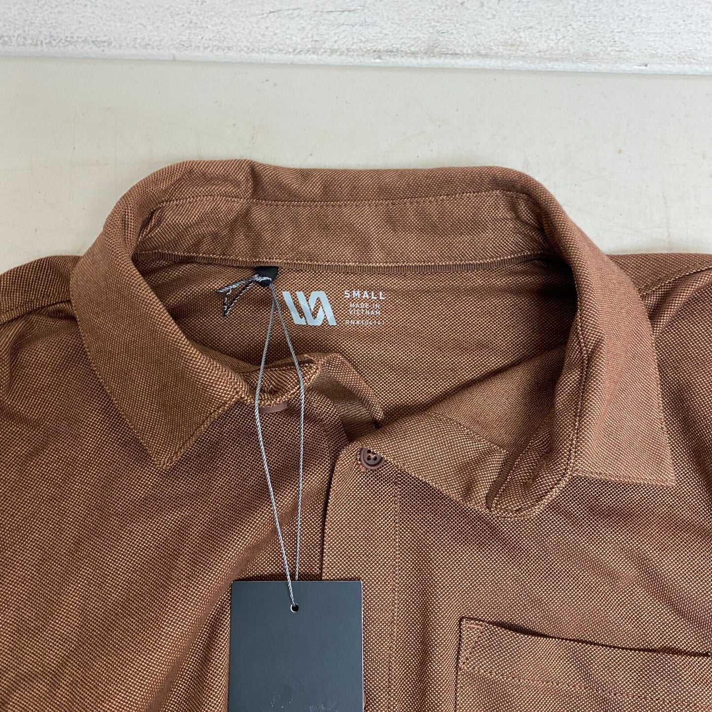 VRST Men's Long Sleeve Button Down Collared Shirt Earth Brown Heather MAX200332