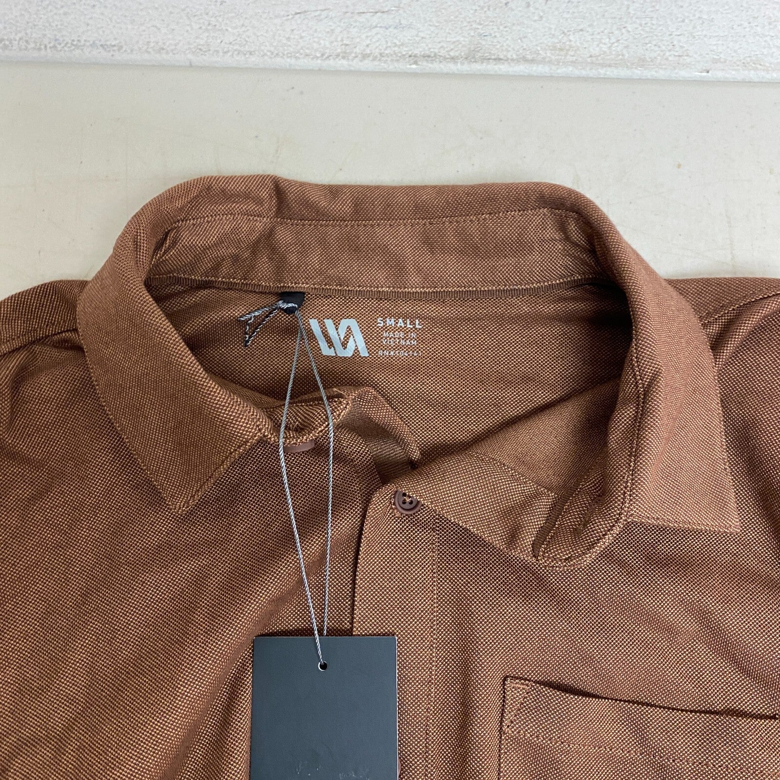 VRST Men's Long Sleeve Button Down Collared Shirt Earth Brown Heather MAX200332