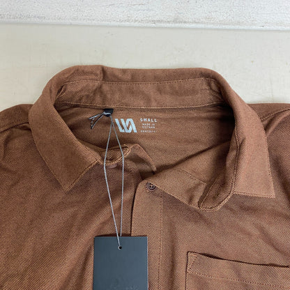 VRST Men's Long Sleeve Button Down Collared Shirt Earth Brown Heather MAX200332