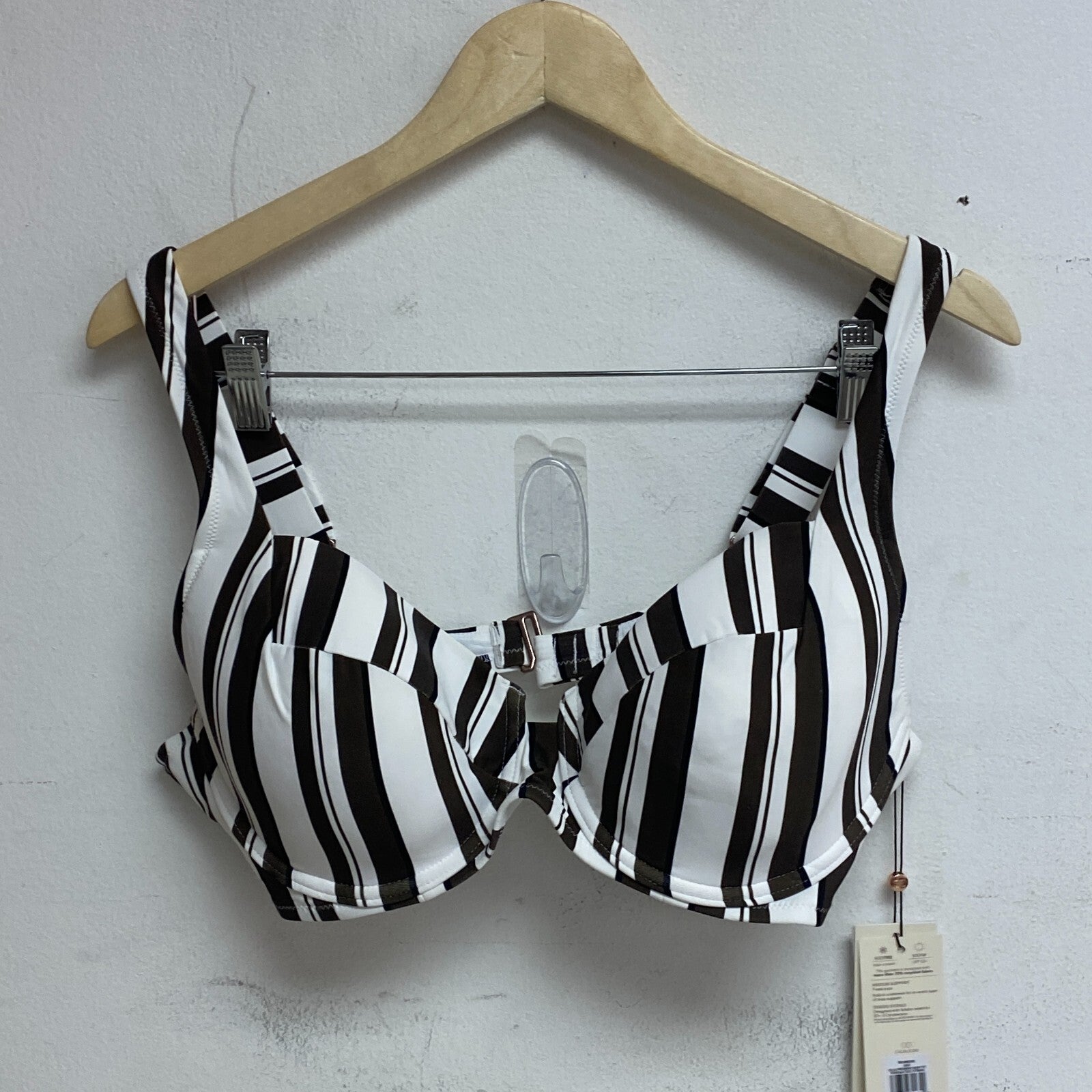 Calia Women's Tie Back Bikini Top Variegated Stripe White/Brown WSA23200PRT