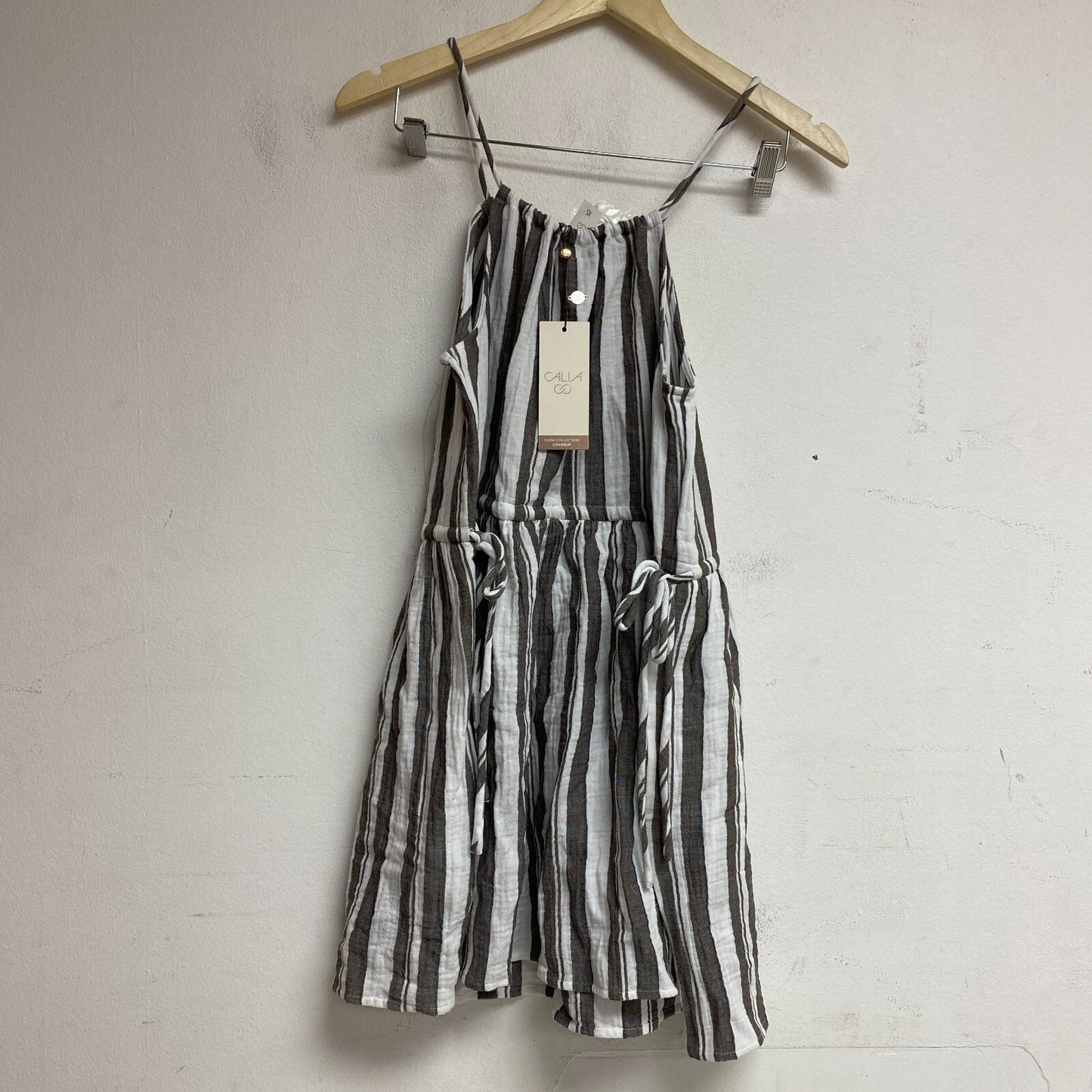 Calia Women Split NK HLTR Mini Coverup Verigated Stripe Stylish WSA23911NS