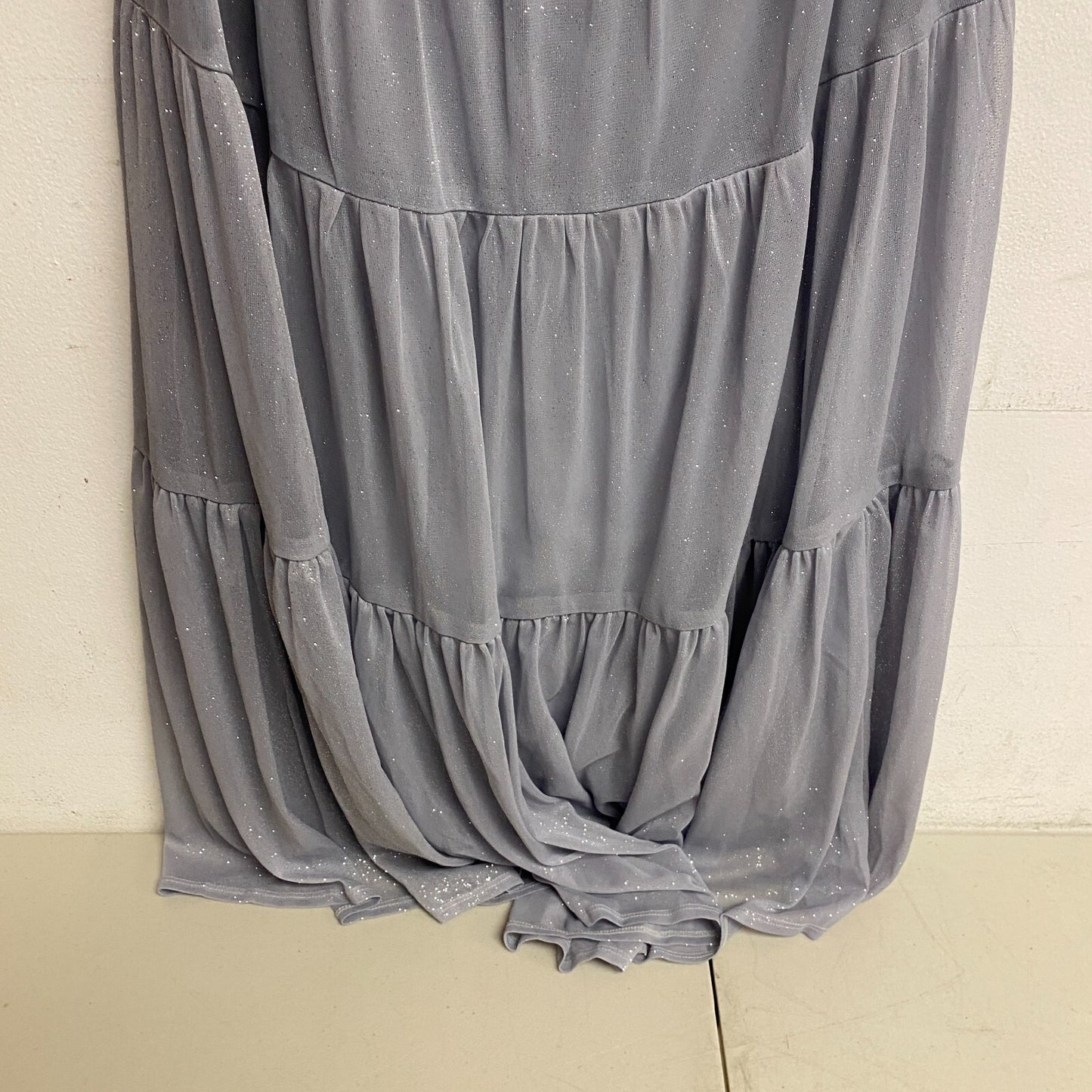 Danny & Nicole Women Short Sleeve Fit+Flare Tiered Maxi Dress Sz 14 Color Silver