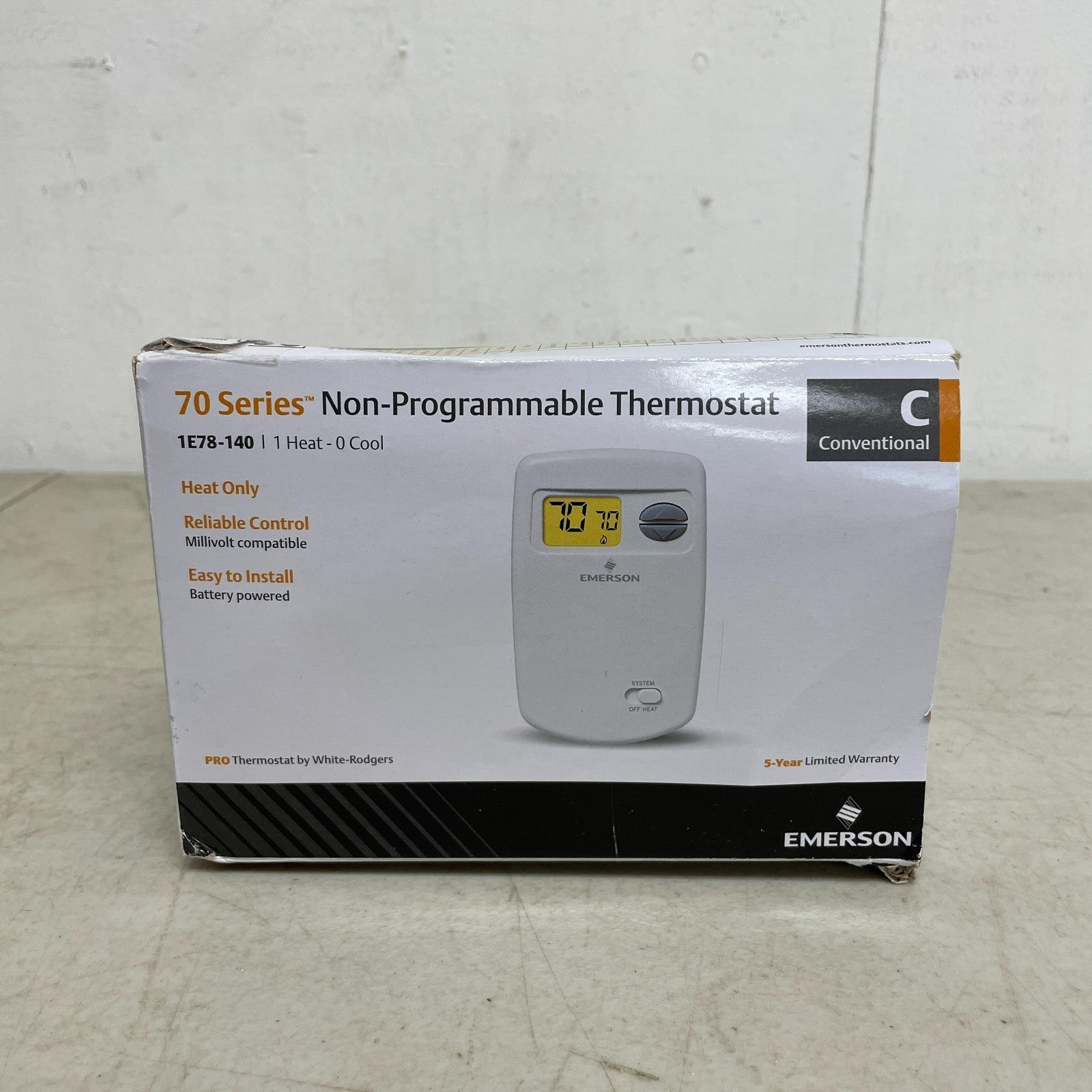 Emerson Non-Programmable Heat Only Thermostat Single-Stage Systems 1E78-140