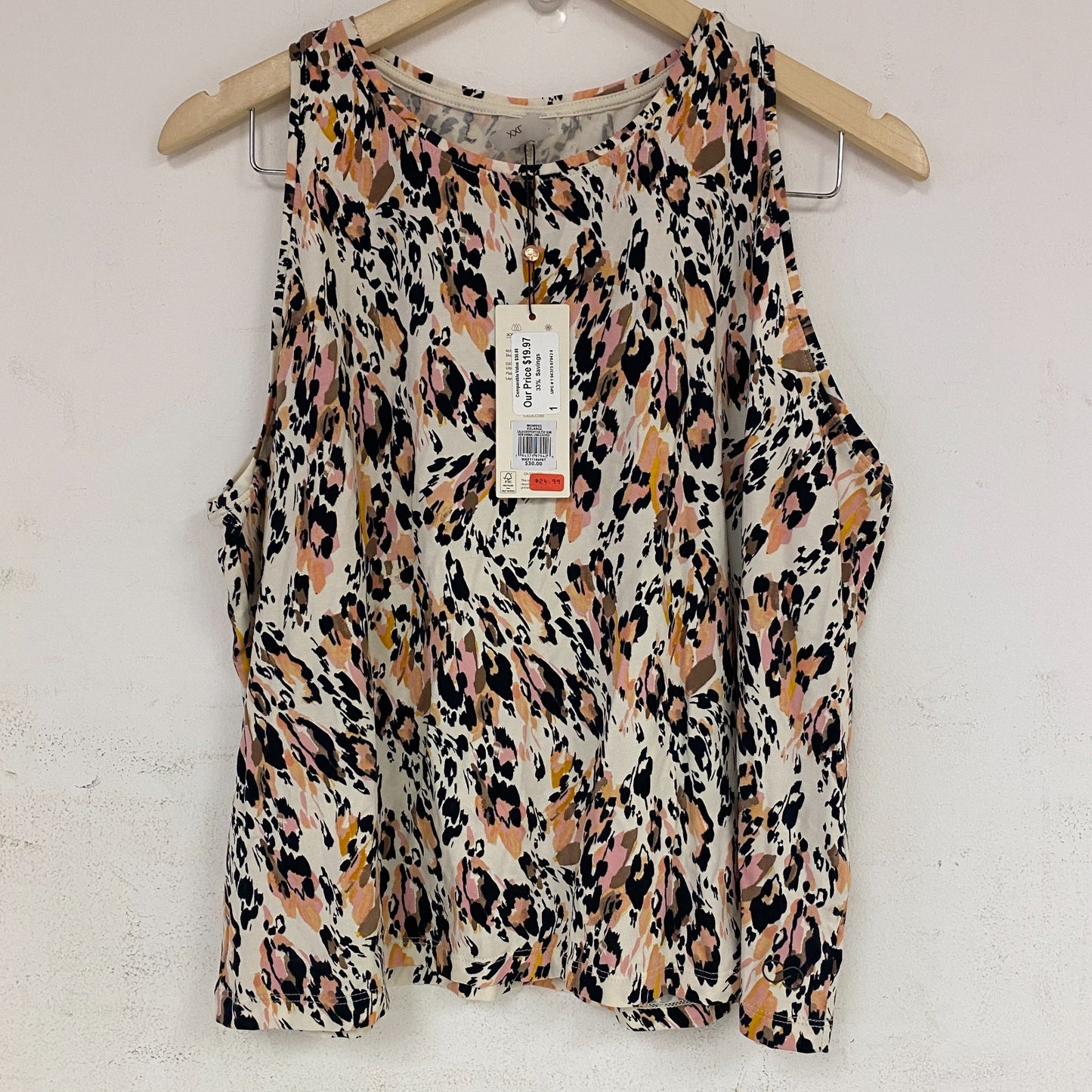 CALIA Womenâs Everyday Halter Tank Top New Animal Unbleached WAX11198PRT