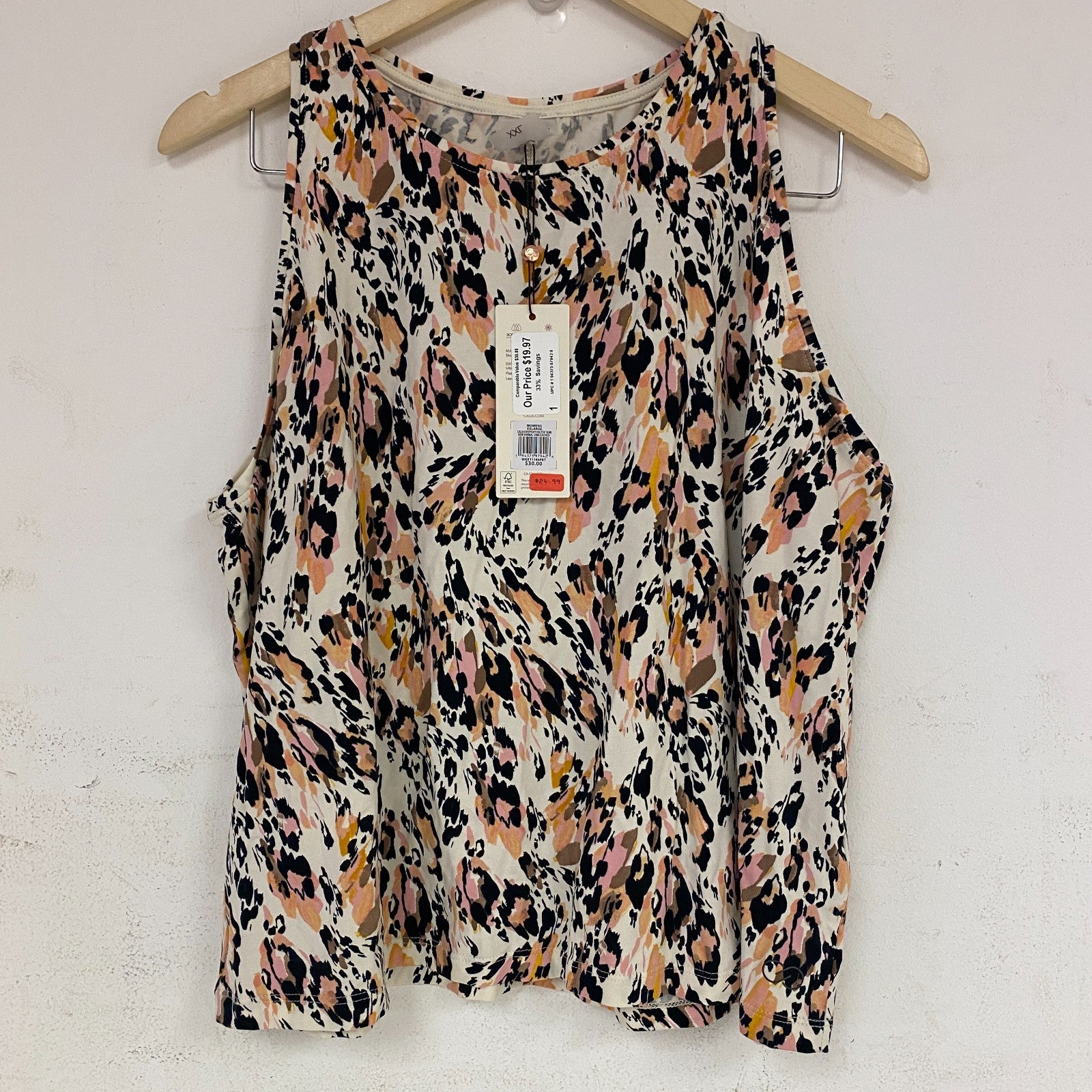 CALIA Womenâs Everyday Halter Tank Top New Animal Unbleached WAX11198PRT