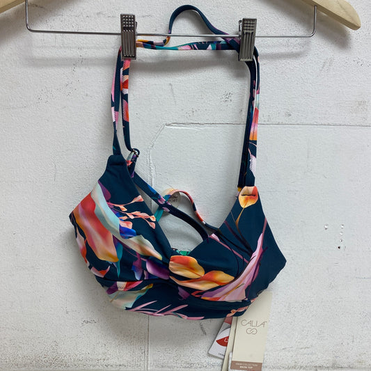 CALIA Women's Runched Front Cross Top  Aqua Multi Floral Navy WSA23204PRT