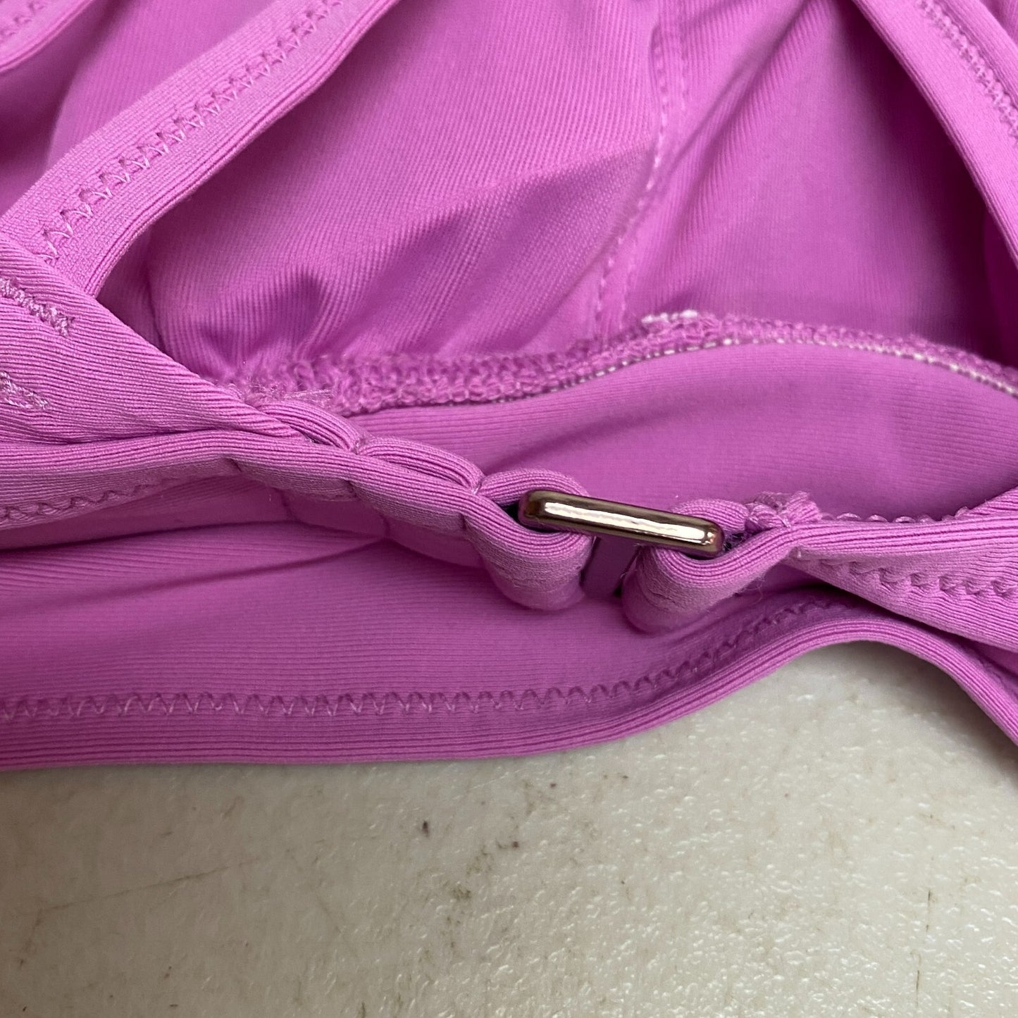 Calia Ruched Front Cross Back Top Geranium Purple Solid Trendy Stylish WSA22202