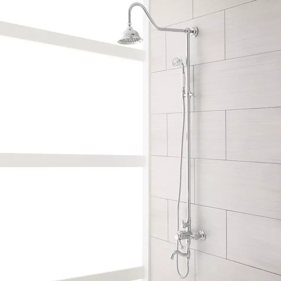 Signature Hardware Dolwick Exposed Pipe Shower and Tub Faucet - Chrome