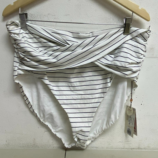 Calia Womens HR Twist Front Bottom Stripe White  Stylish Trendy WSA22401PRT