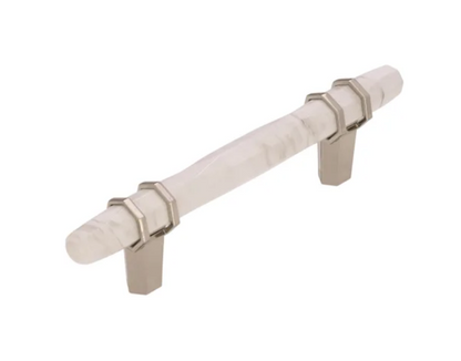 Amerock Carrione 3‑3/4″ Bar Cabinet Pull Marble White/Satin Nickel (TWO PACK)