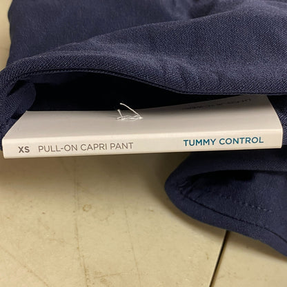 Lady Hagan Womens Tummy Control Capri Pant Dark Navy Solid Pull On WGH15403