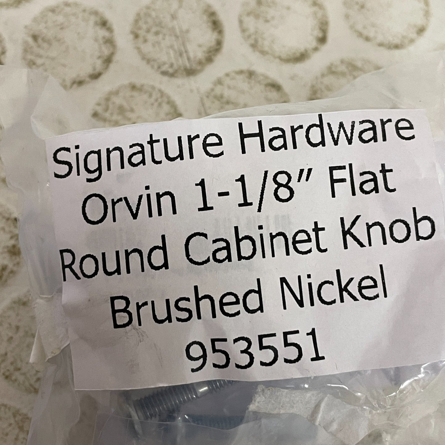 Signature Hardware Orvin 1‑1/8″ Flat Round Cabinet Knob Brushed Nickel